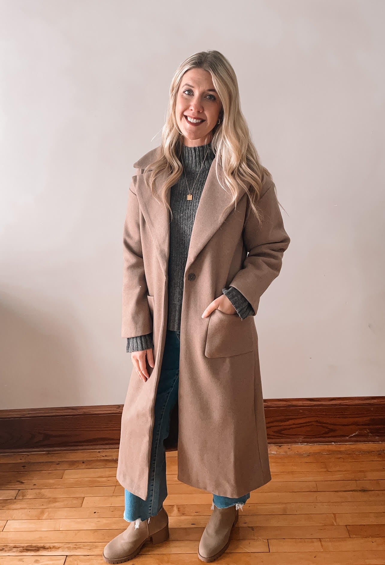 Long Mocha Trench Coat