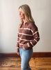 Lotus Brown + Cream Collared Sweater