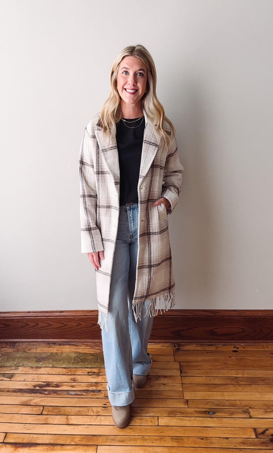 Luciana Coat - Parchment Plaid