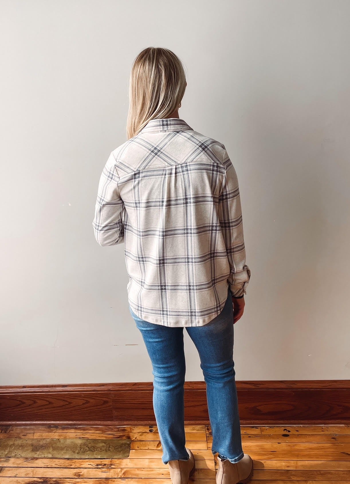 Luma Ivory + Navy Plaid Shacket