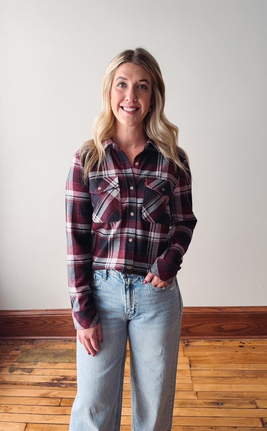 Luma Ruby + Navy Plaid Shacket