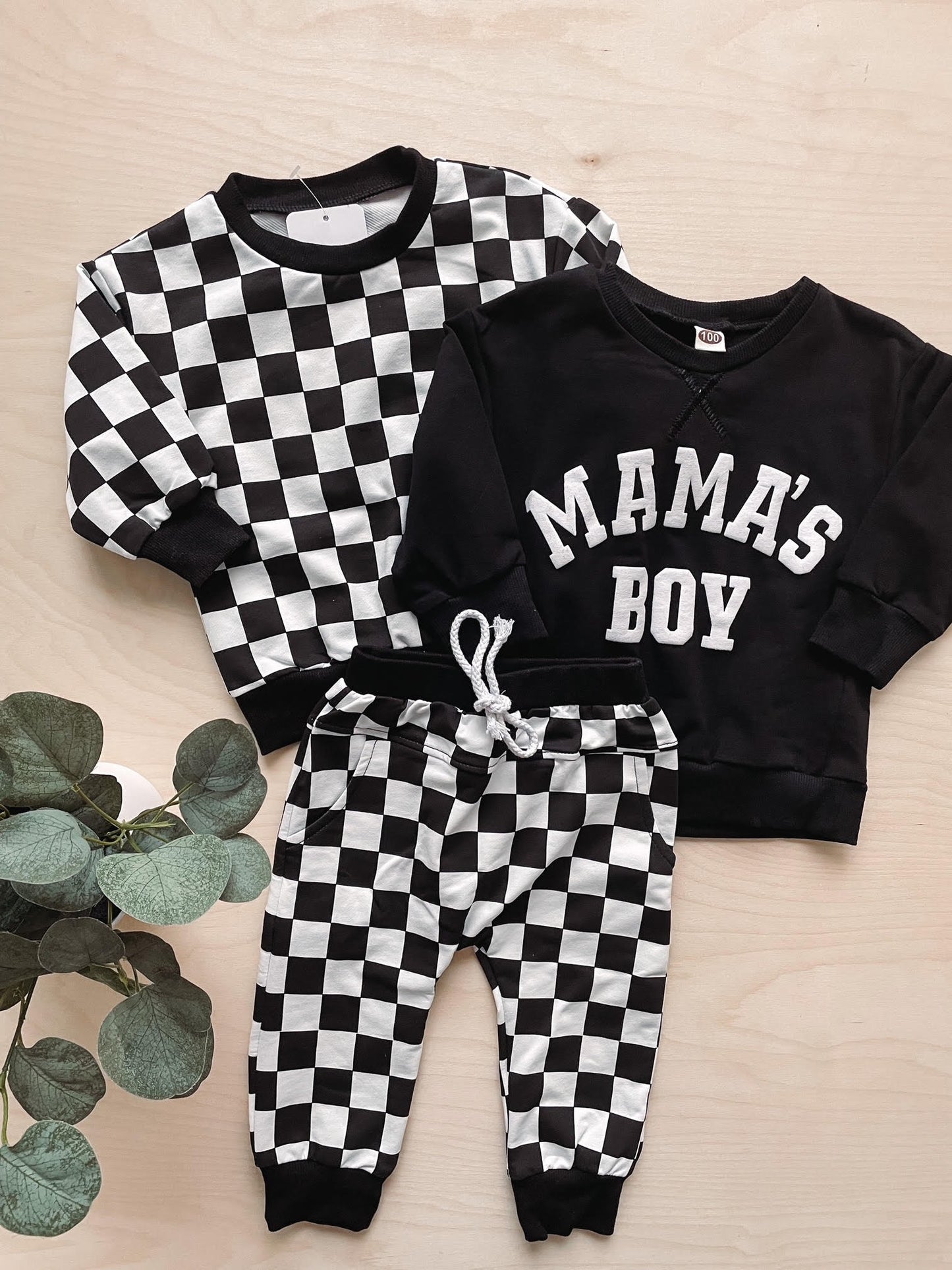 Black + White Checkered Jogger Set