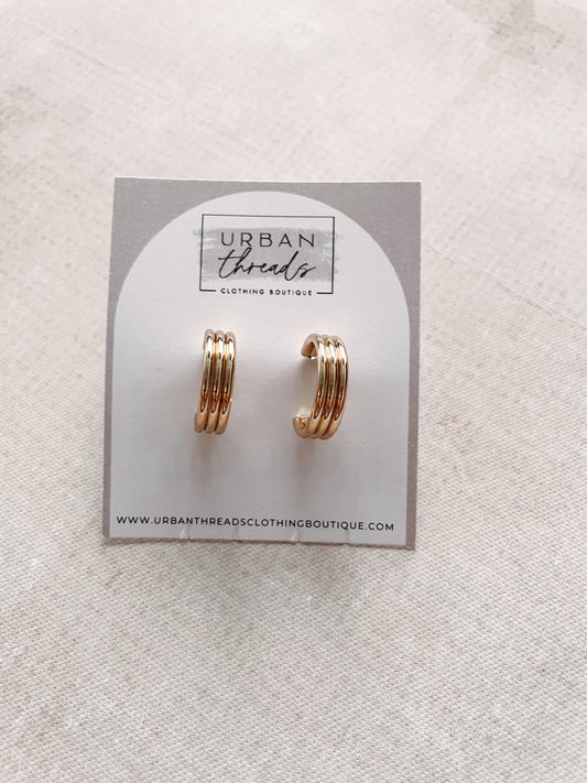 Medium Gold Fluted Hoops