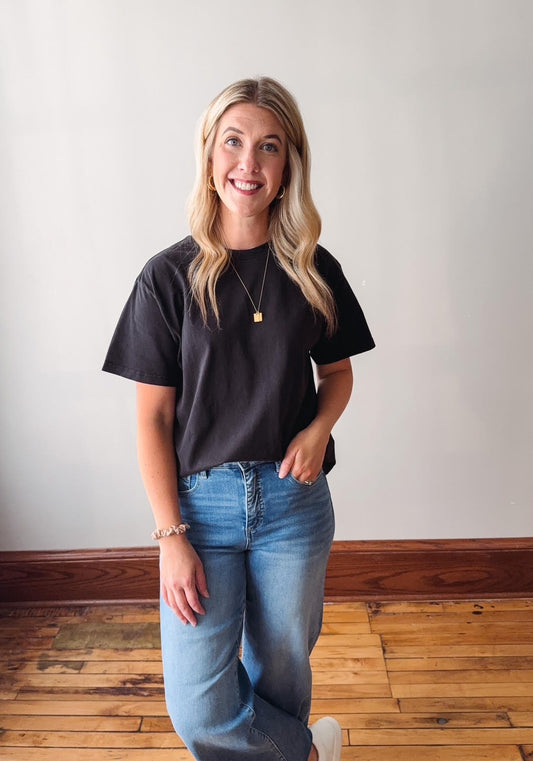 Mineral Washed Cotton Tee - Black