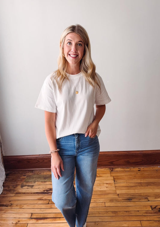Mineral Washed Cotton Tee - Off White
