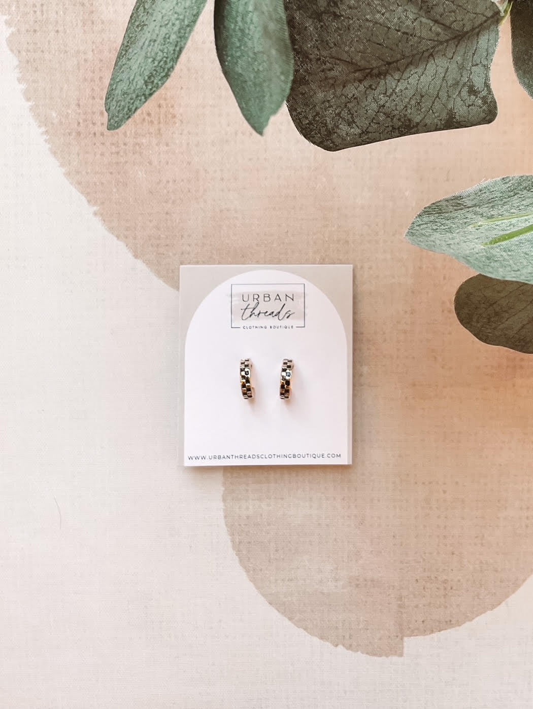 Mini Checker Hoop Huggie Earrings