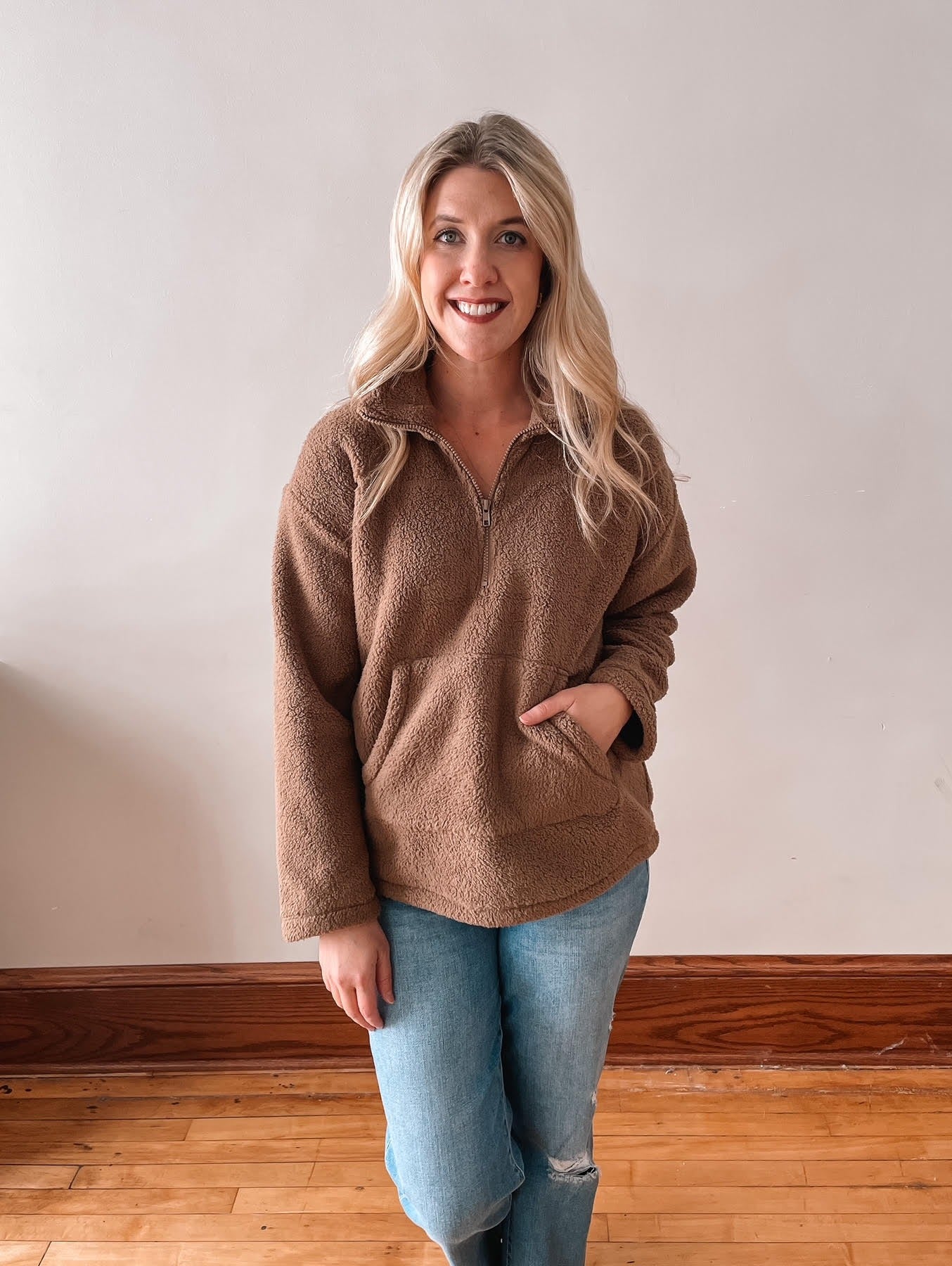 Mocha Fleece Half Zip