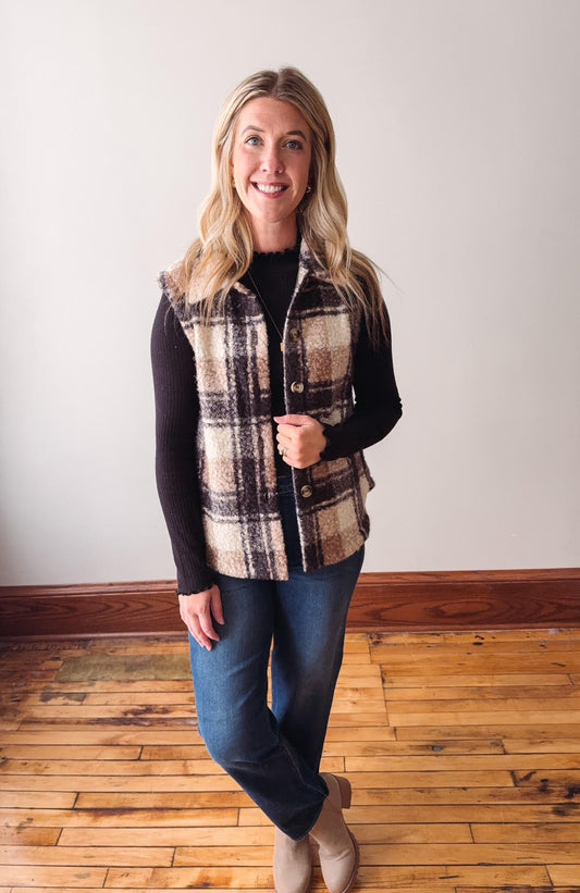 Mocha Plaid Vest