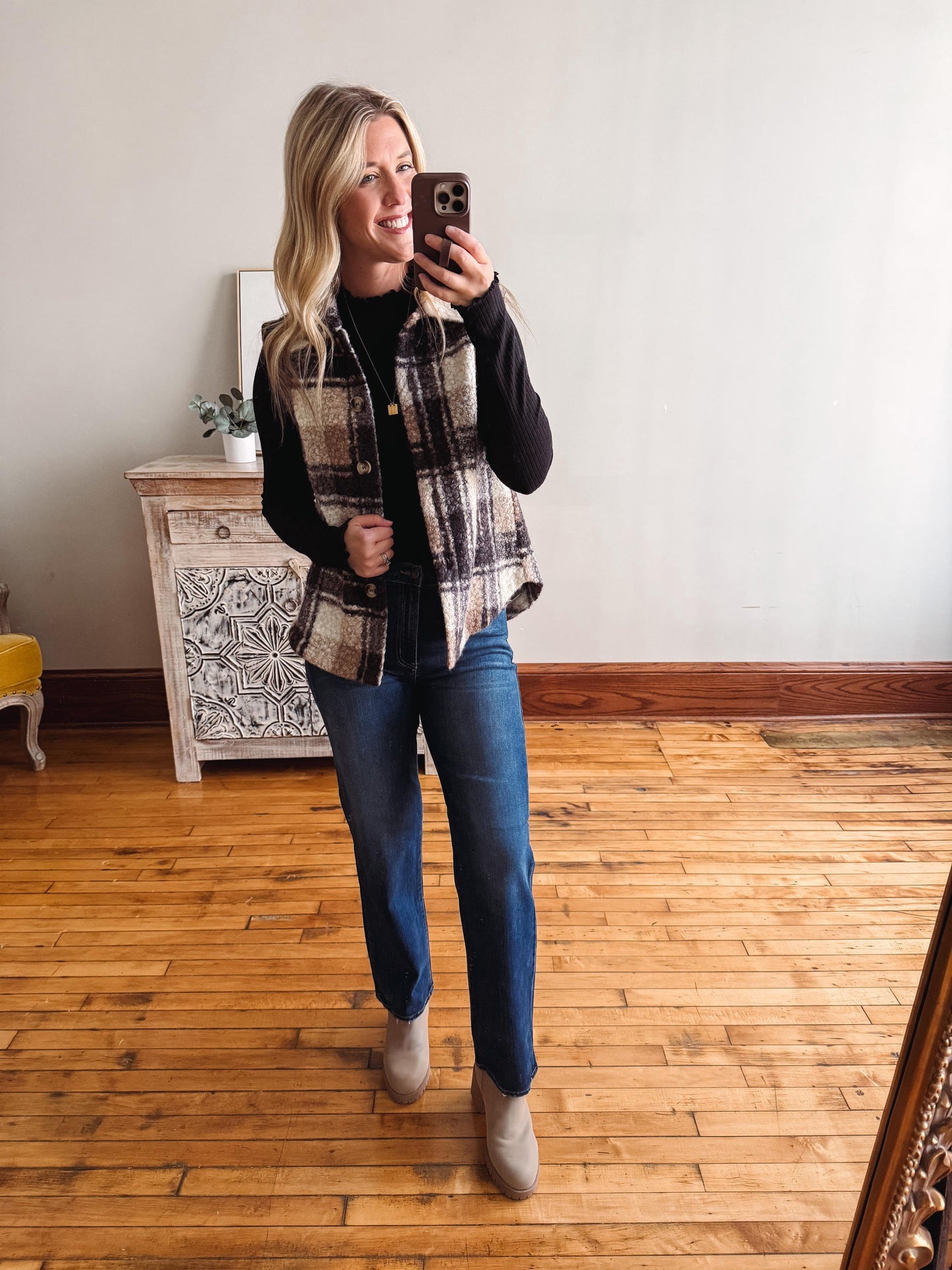Mocha Plaid Vest