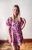 Multi Color Short Balloon Sleeve Dress