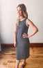 Navy + Cream Striped Midi Dress