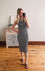 Navy + Cream Striped Midi Dress