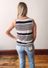 Navy + Taupe Striped Tank