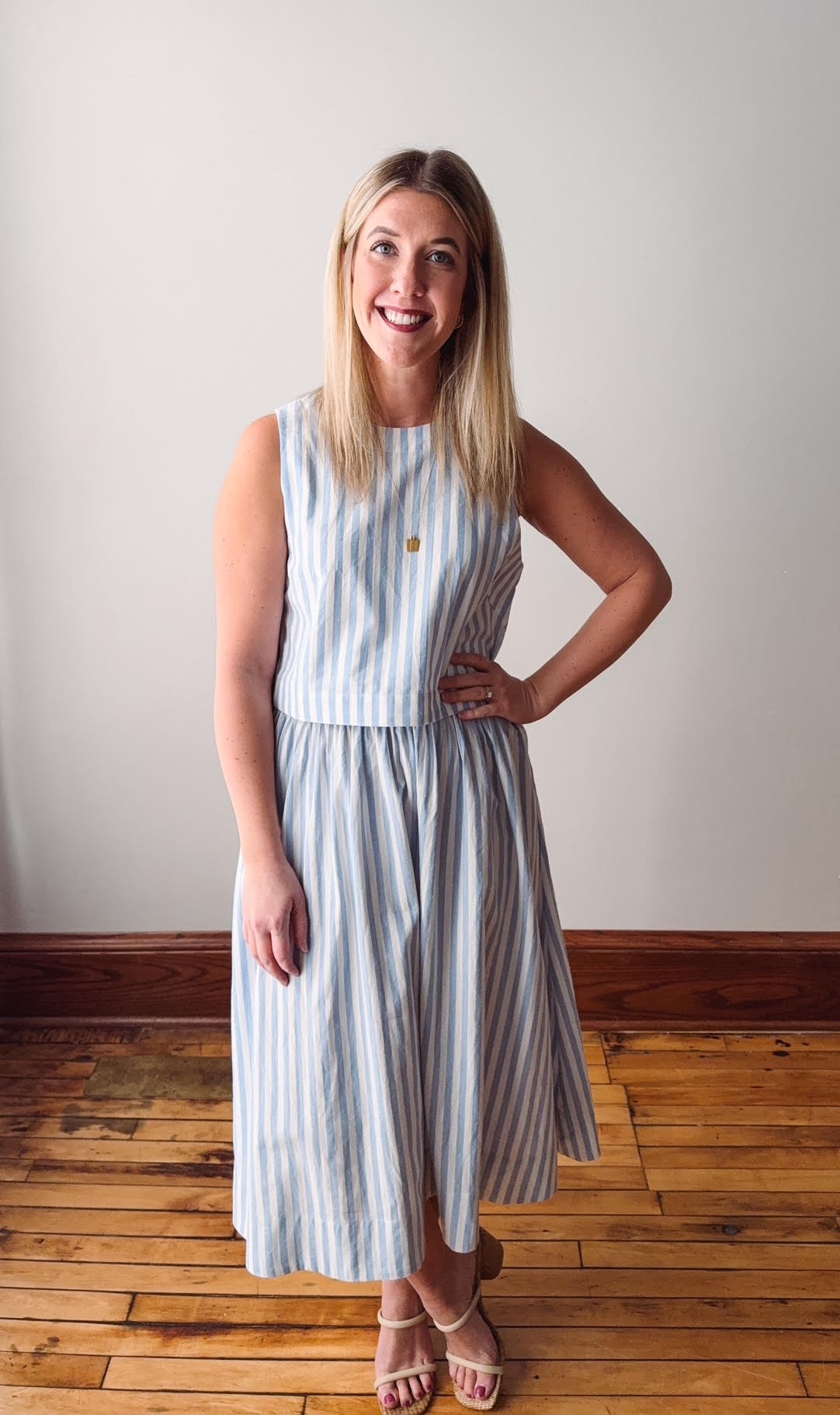 Nori Blue Striped Maxi Skirt