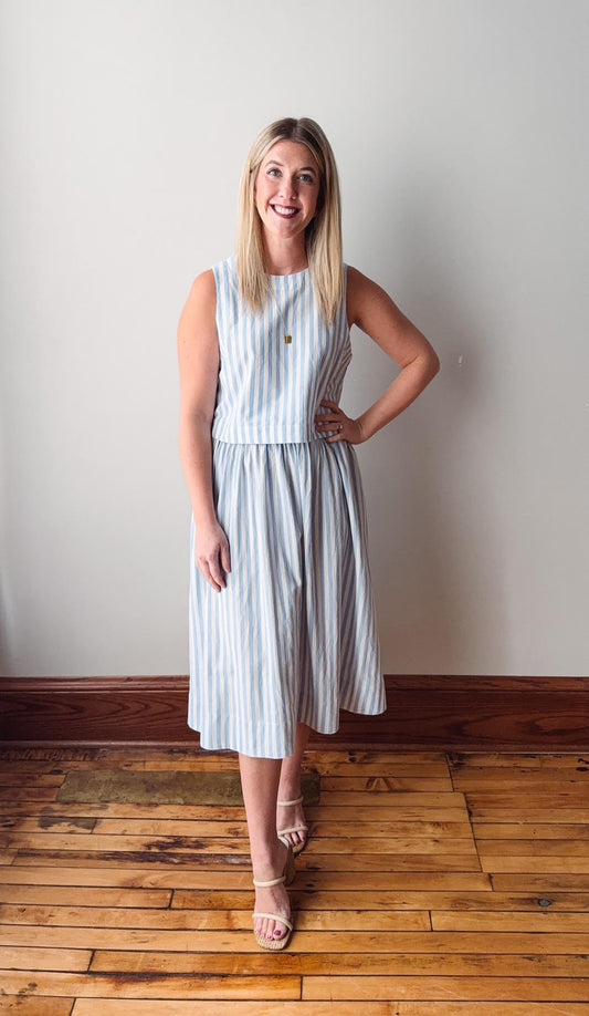 Nori Blue Striped Maxi Skirt