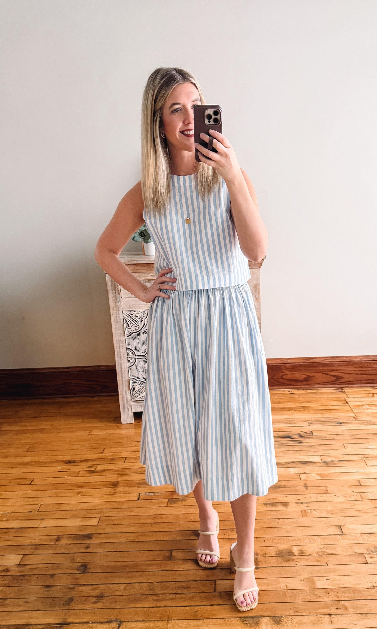 Nori Blue Striped Maxi Skirt