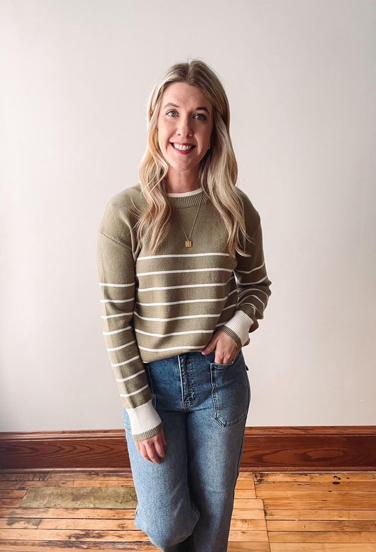 Olive Striped Sweater