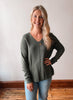 Olive Waffle Knit Sweater