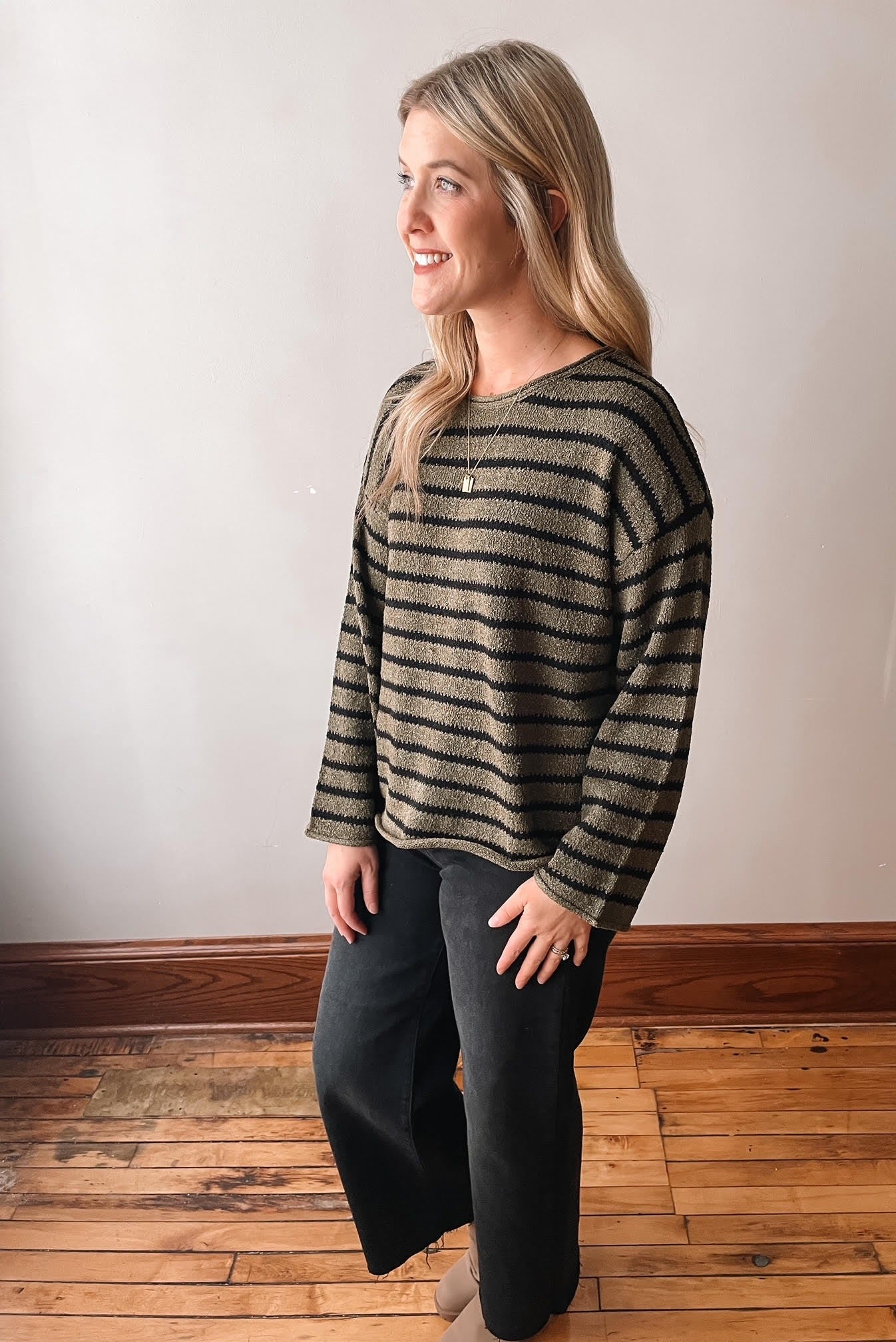 Olive + Black Casual Sweater