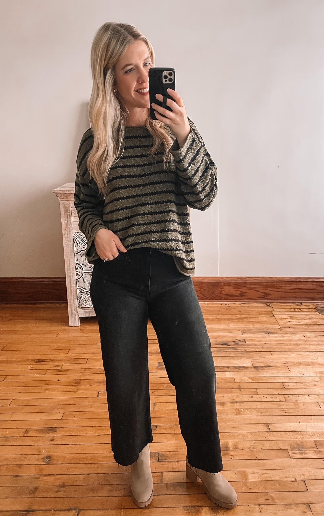 Olive + Black Casual Sweater