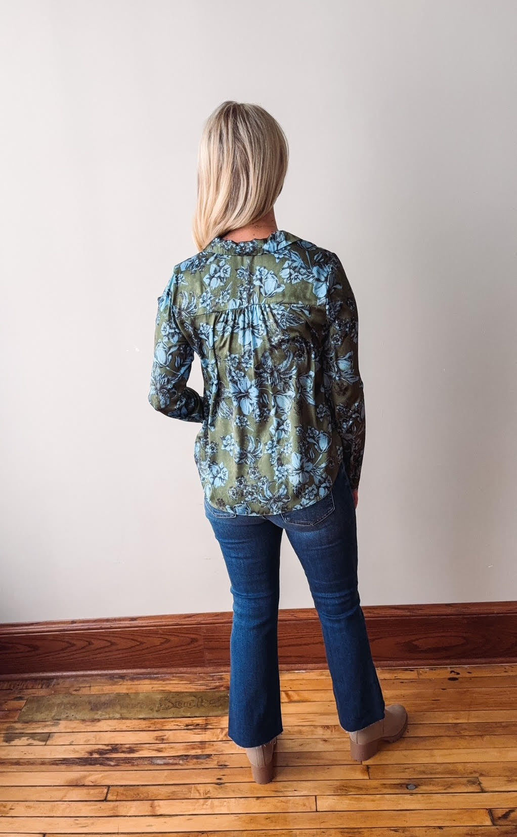 Olive Front Tie Satin Top