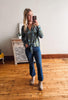 Olive Front Tie Satin Top