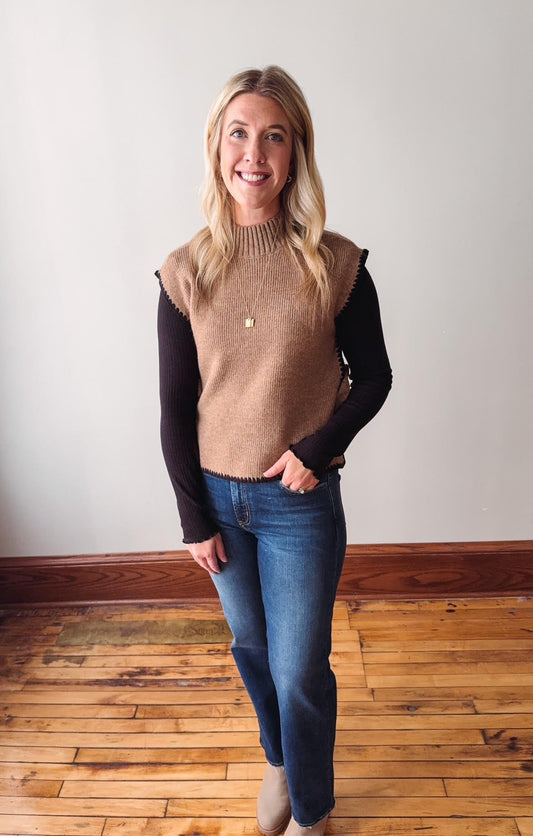 Prudence Mocha Side Tie Sweater Top