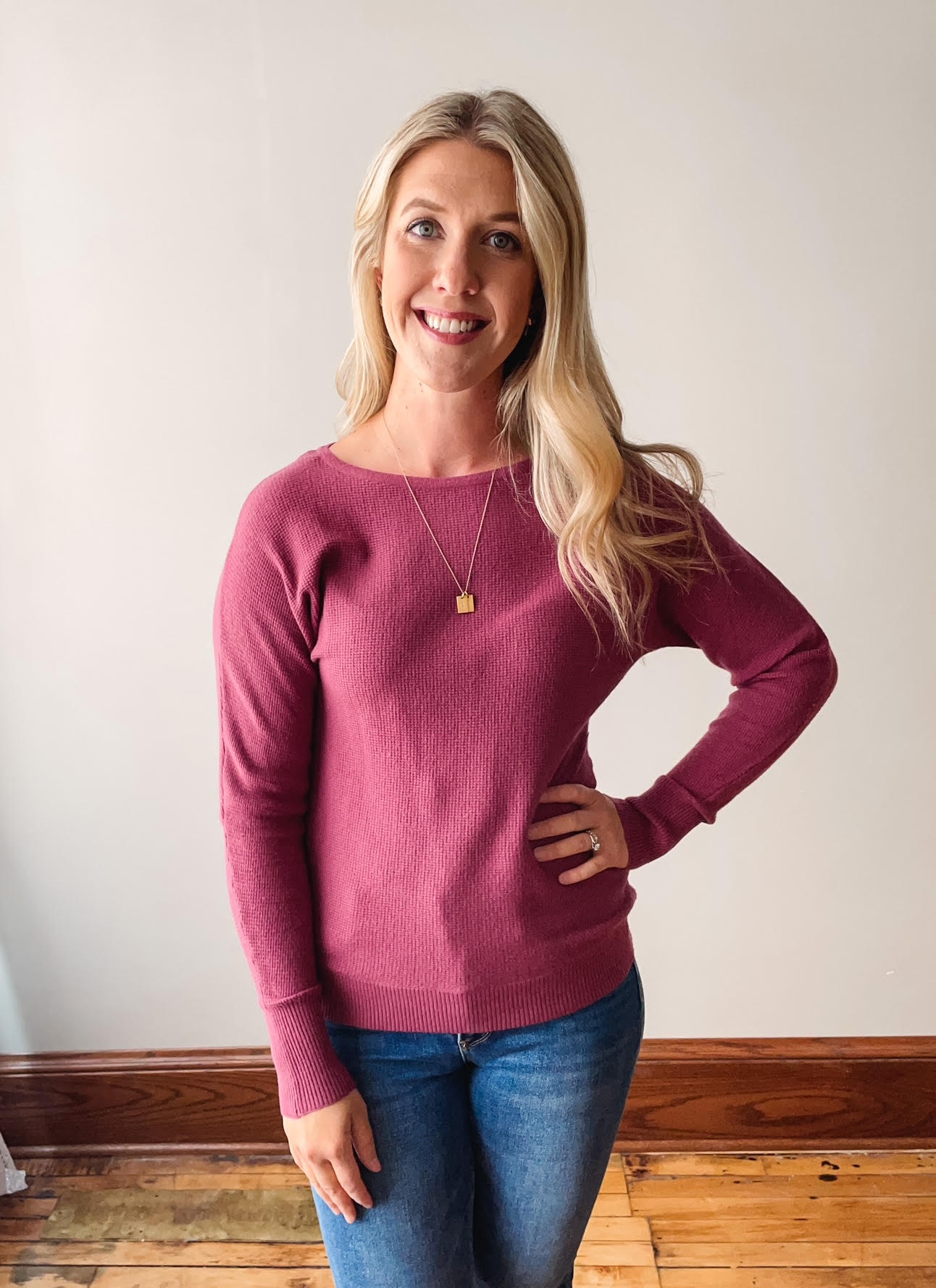 Rosewood Waffle Knit Sweater