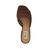 Brown woven sandal with 'MIA' brand label on a white background