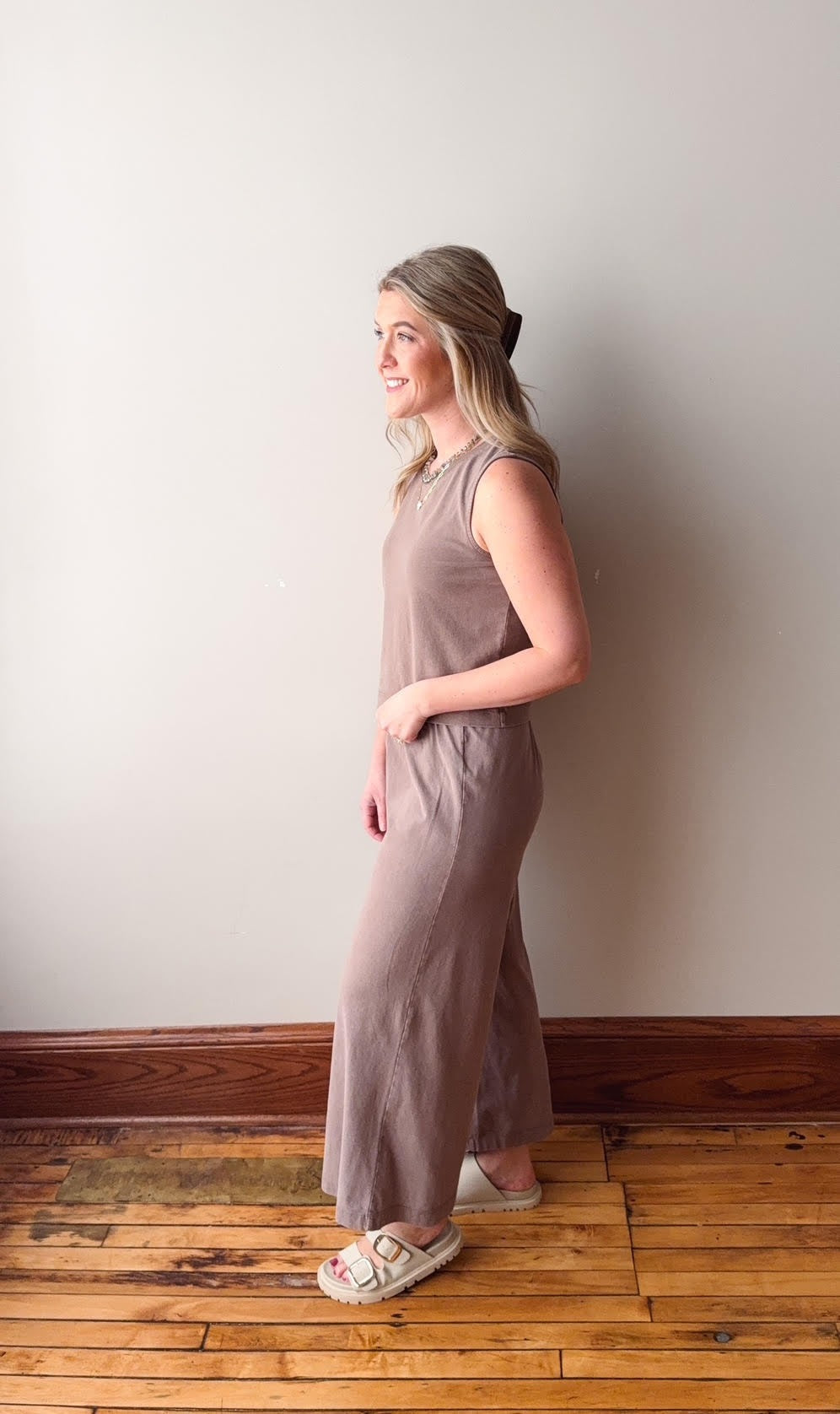 Scout Taupe Jersey Crop Flare Pant