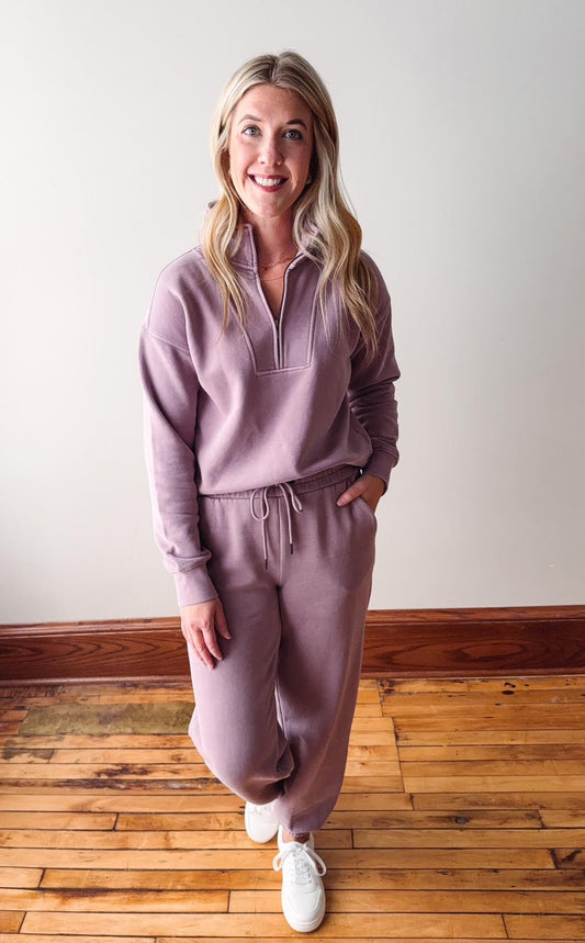 Serenity Fleece 1/4 Zip Pullover - Dusty Lavender