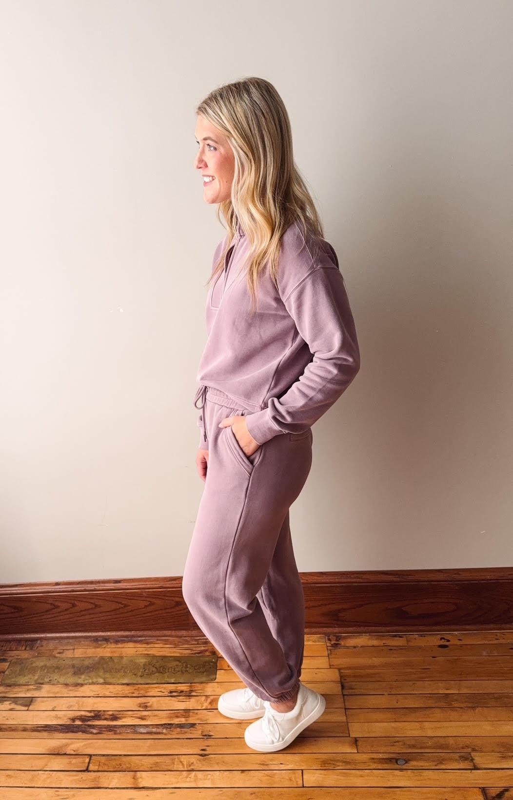 Serenity Fleece 1/4 Zip Pullover - Dusty Lavender