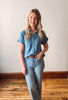 Short Sleeve Denim Button Up