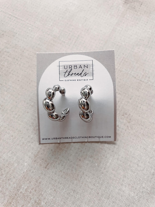 Silver Bubble Hoops