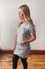 Silver Sequin Short Sleeve Blouse