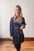 Slate Blue Velvet Ruffle Dress