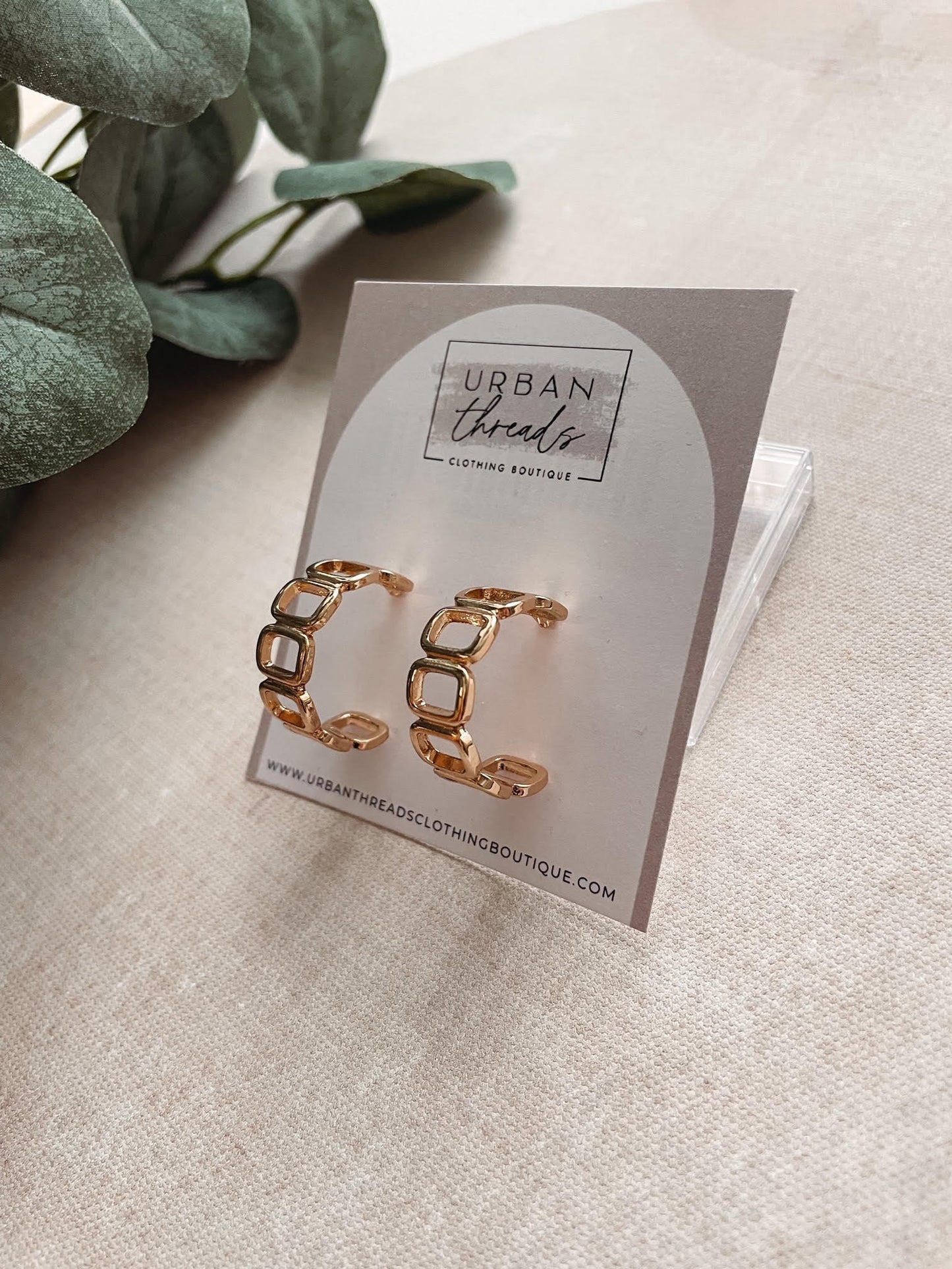 Square Link Hoop Earrings