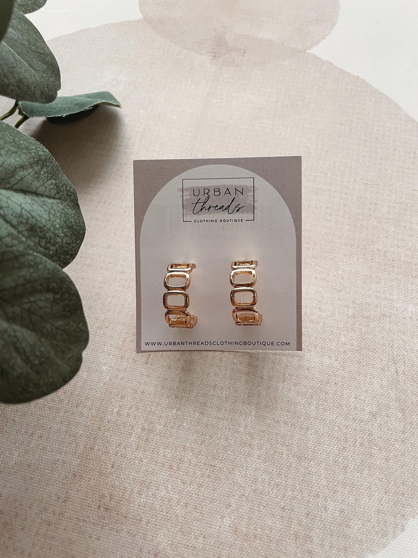 Square Link Hoop Earrings