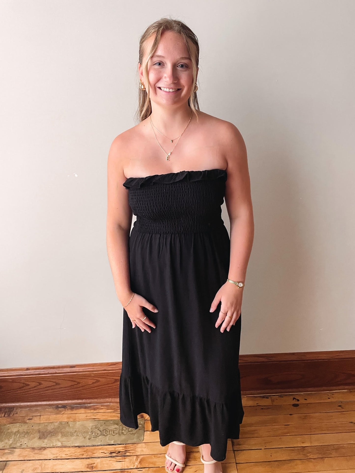 Sugarloaf Smocked Tube Midi Dress