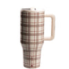 Plaid-patterned mug with a handle on a white background
