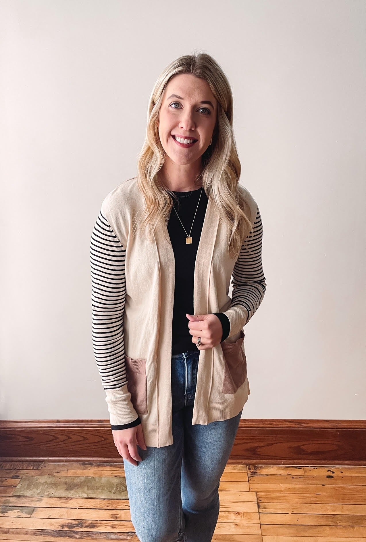 Taupe Color Block Cardigan