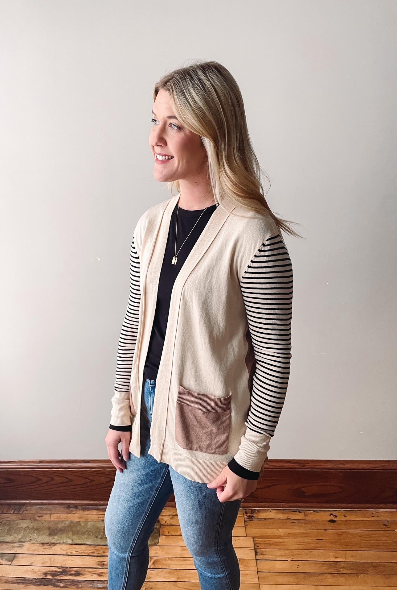 Taupe Color Block Cardigan