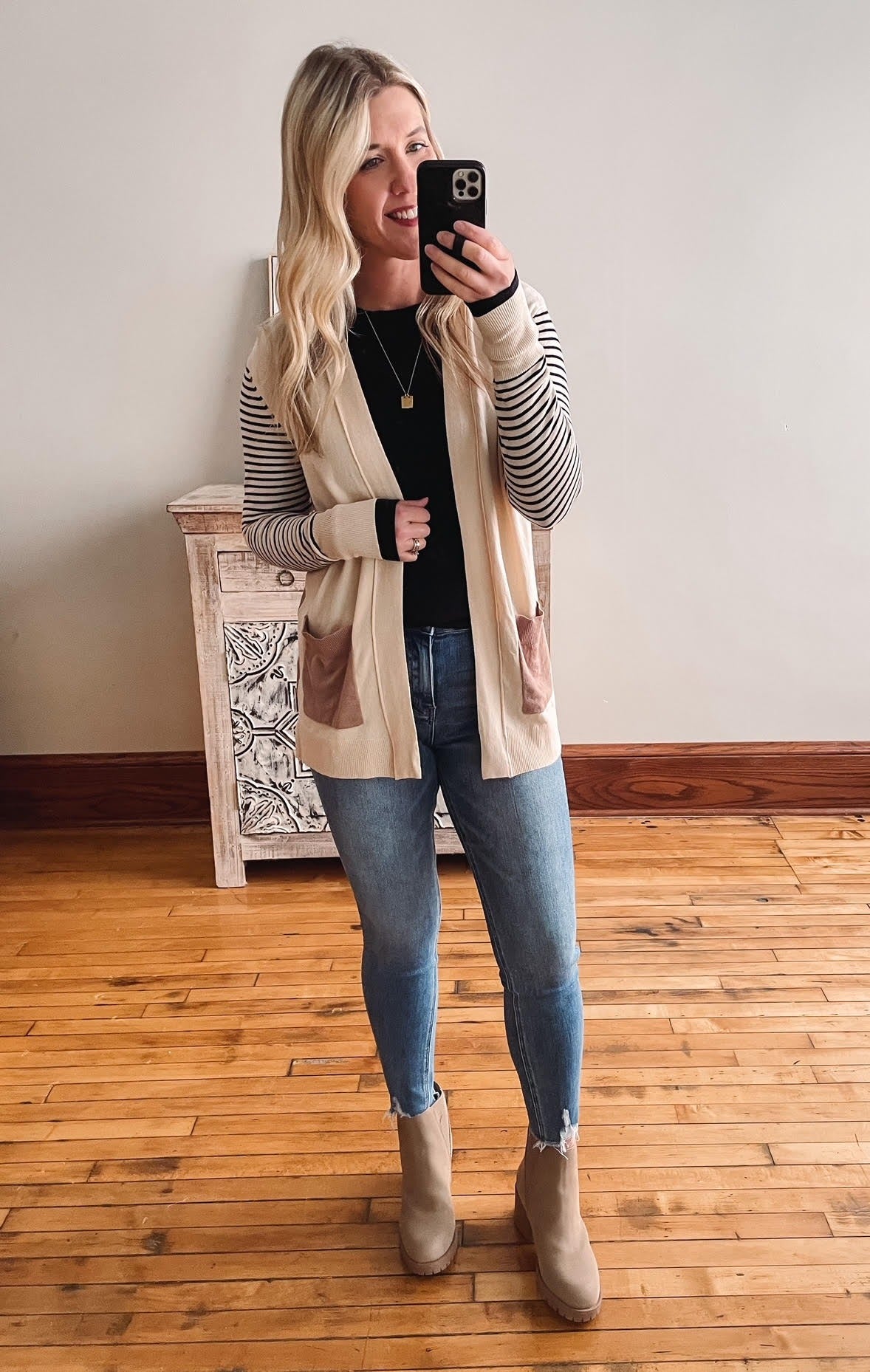 Taupe Color Block Cardigan