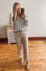 Taupe Cuffed Straight Leg Dress Pants