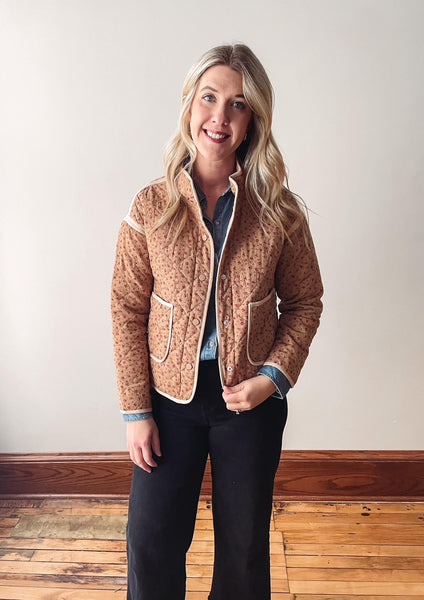 Taupe Floral Quilted Bomber Jacket – Urban Threads Clothing