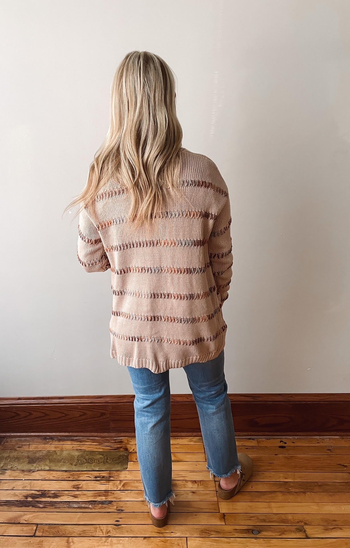 Taupe Multi Color Stitch Cardigan