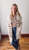 Taupe Striped Knit Open Cardigan