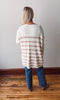 Taupe Striped Knit Open Cardigan