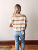 Taupe Striped Short Sleeve Sweater