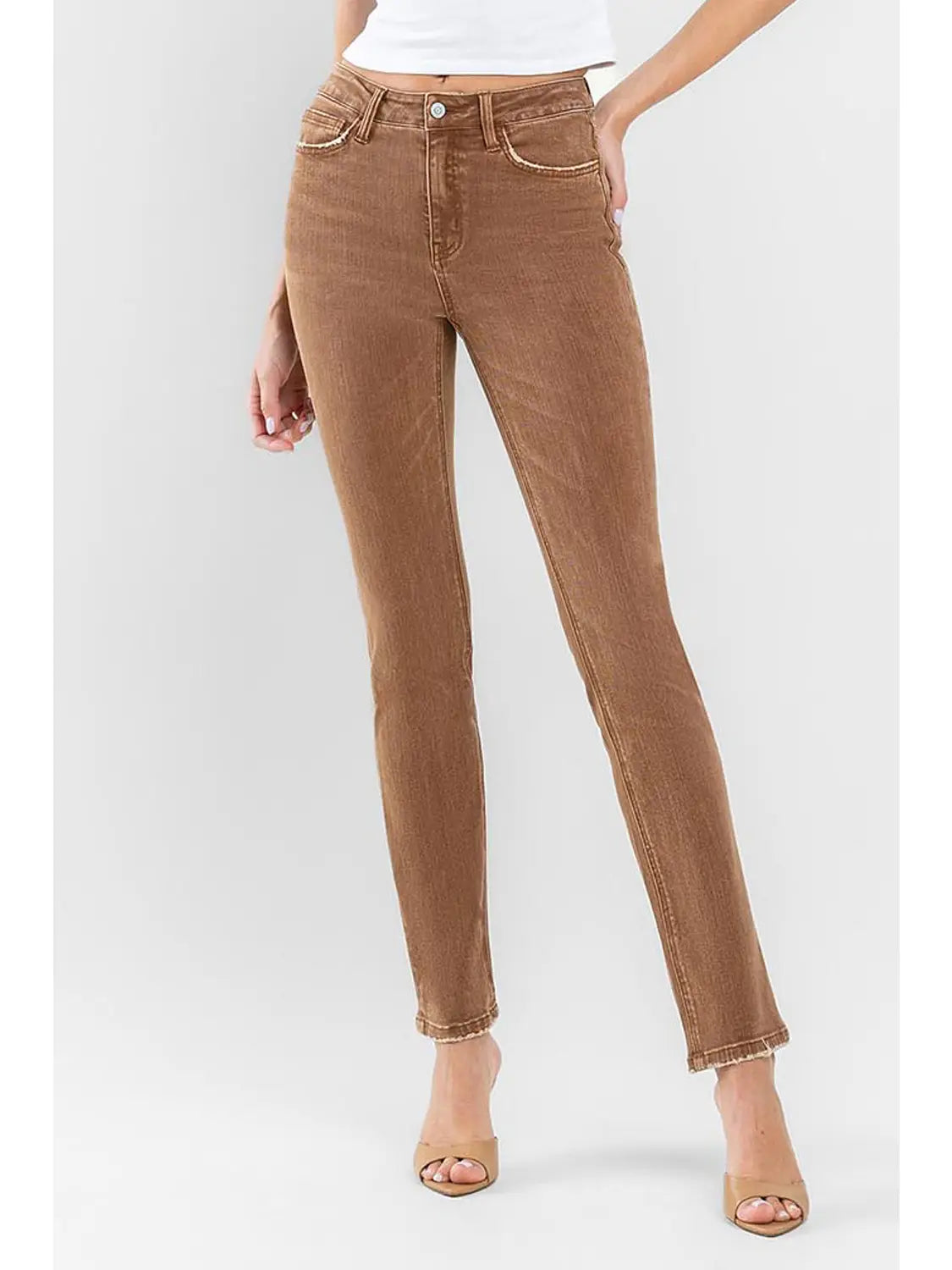 Toffee High Rise Slim Straight Jeans